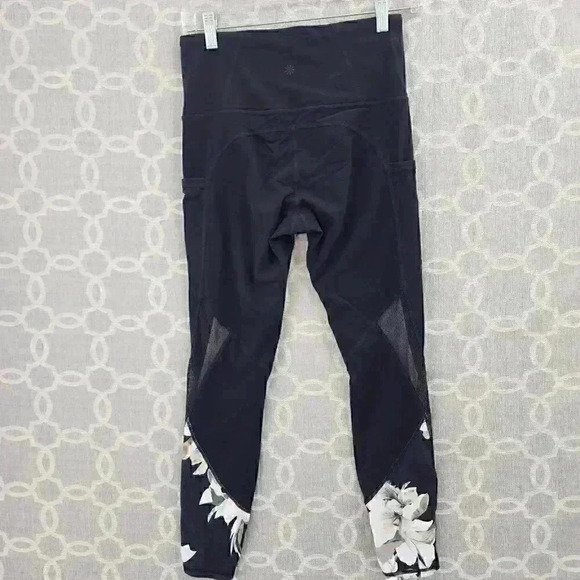 Athleta Floral Mesh Black Cropped Leggins Women's S - Picture 2 of 10